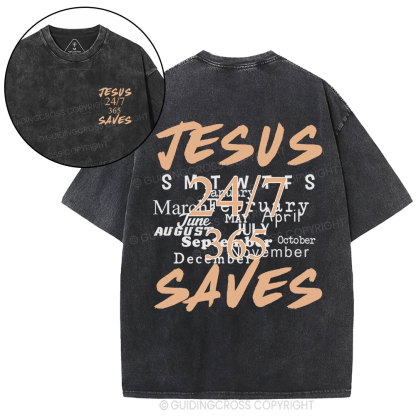 Jesus Saves Christian Washed T-Shirt
