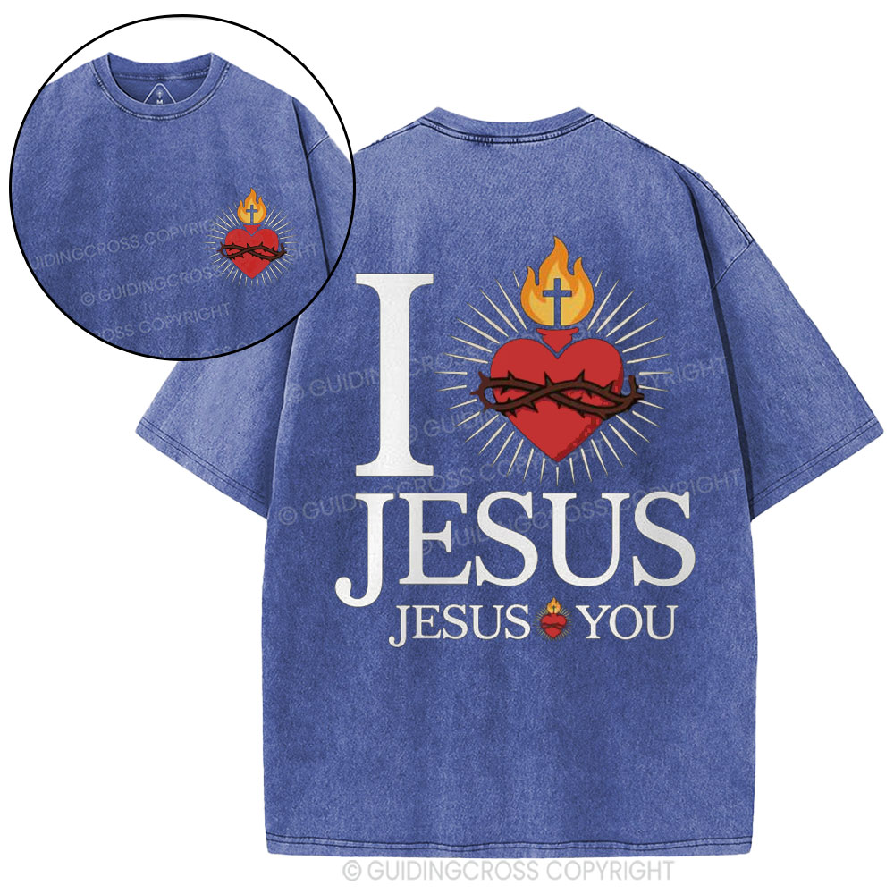 I Love Jesus Christian Washed T-Shirt