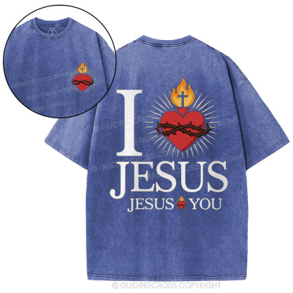 I Love Jesus Christian Washed T-Shirt