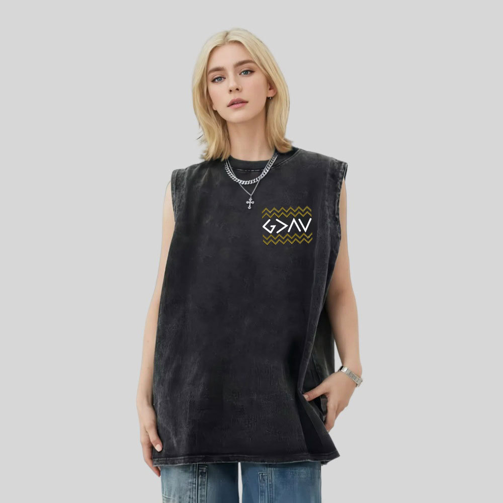 God Is Greater Than Highs And Lows Christian Washed Tank Top