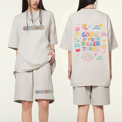God Is Bigger Christian Washed T-Shirt & Shorts