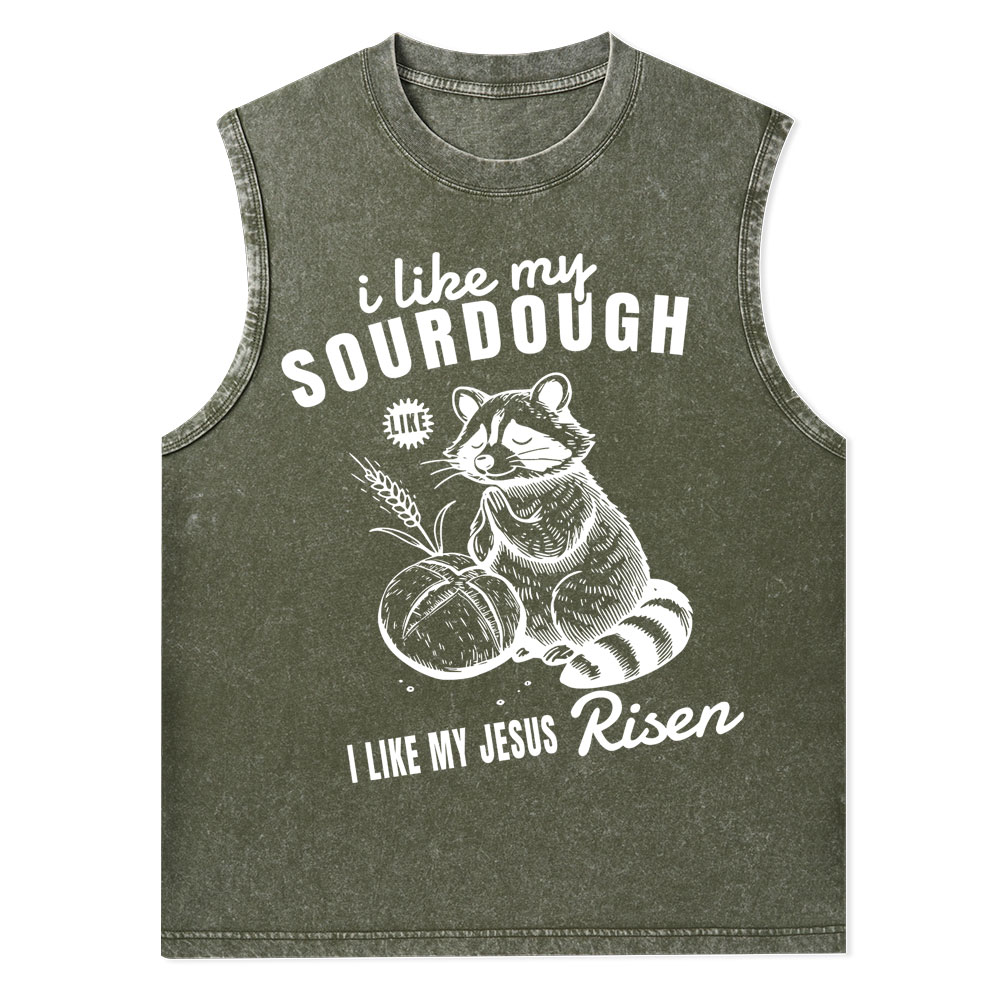 I Like My Jesus Risen Christian Washed Tank Top