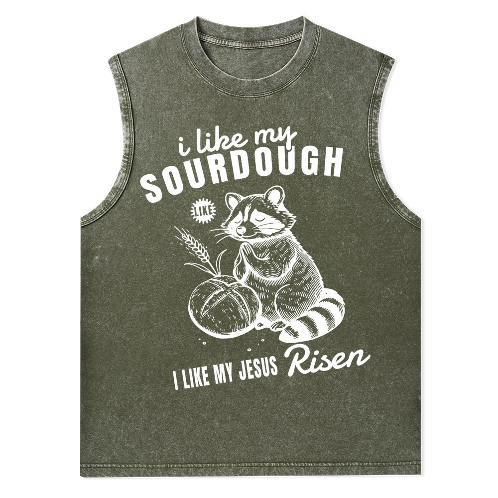 I Like My Jesus Risen Christian Washed Tank Top