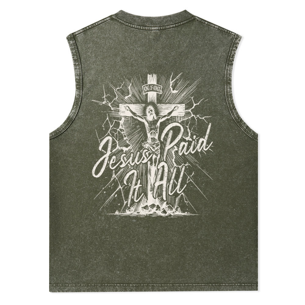 Jesus Paid It All Christian Washed Tank Top