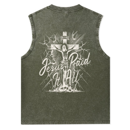 Jesus Paid It All Christian Washed Tank Top
