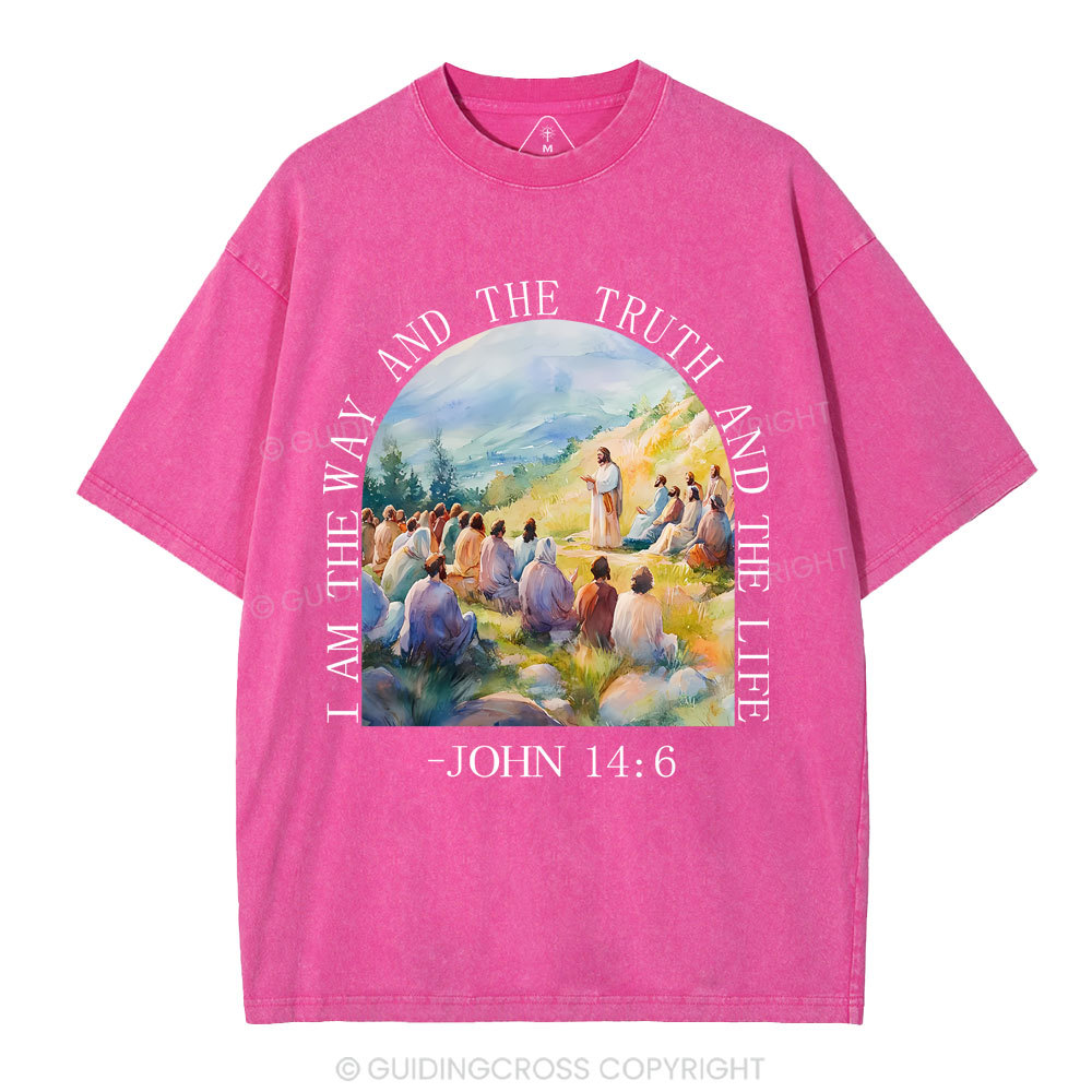 I Am The Way And The Truth Christian Washed T-Shirt Sale - GuidingCross