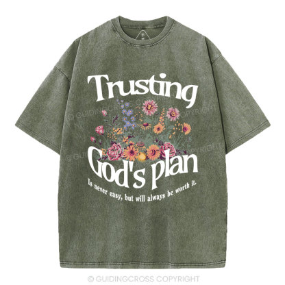 Trusting God's Plan Christian Washed T-Shirt