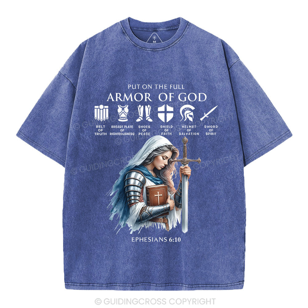 Put On The Full Armor Of God Christian Washed T-Shirt
