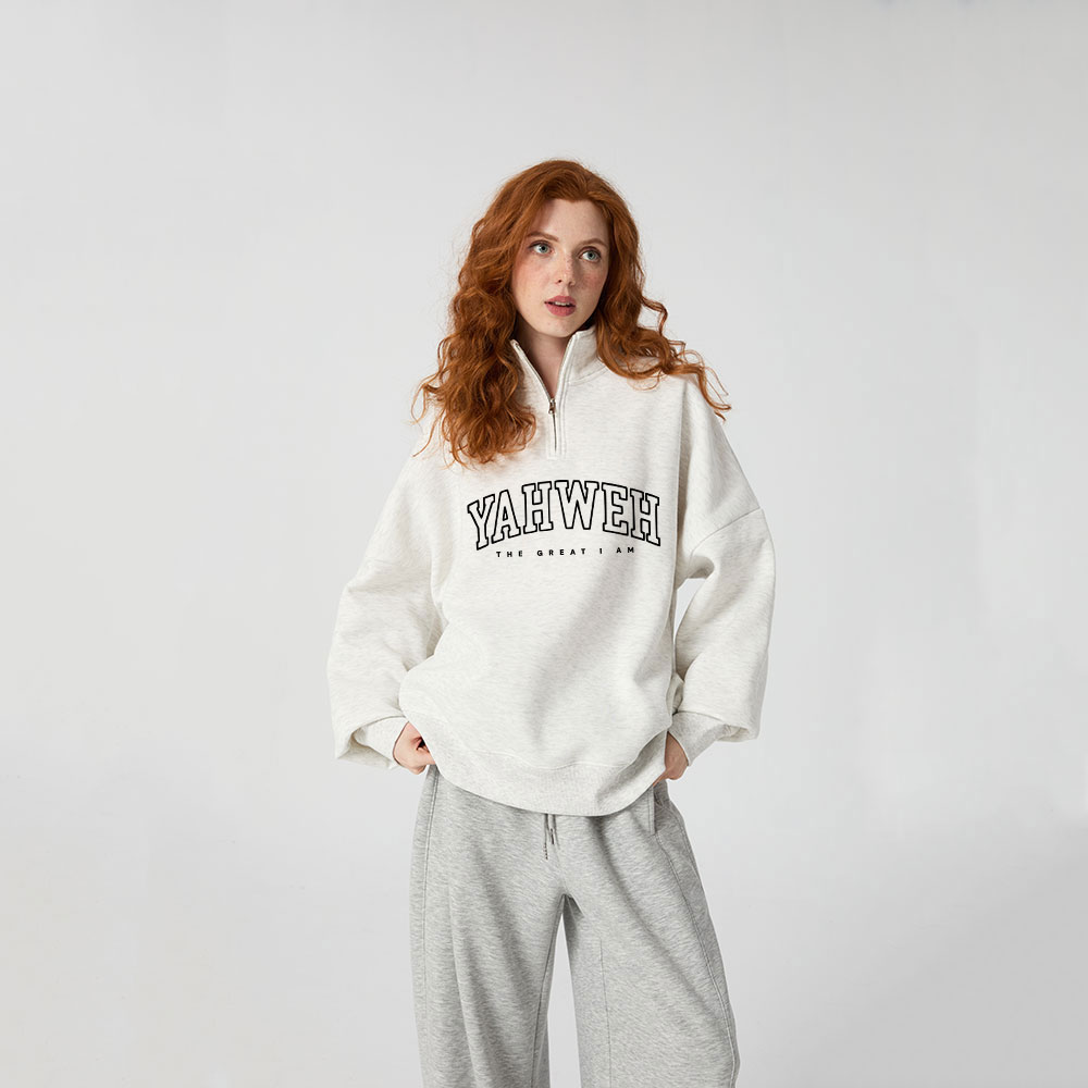 Yahweh The Great I Am Christian Half Zip Fleece Sweatshirt