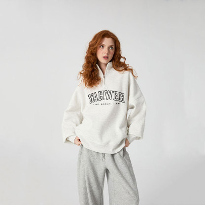 Yahweh The Great I Am Christian Half Zip Fleece Sweatshirt