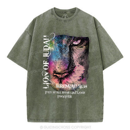 Lion Of Judah Christian Washed T-Shirt