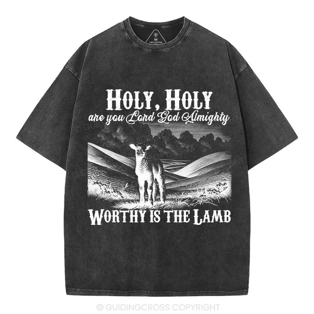 Worthy Is The Lamb Christian Washed T-Shirt