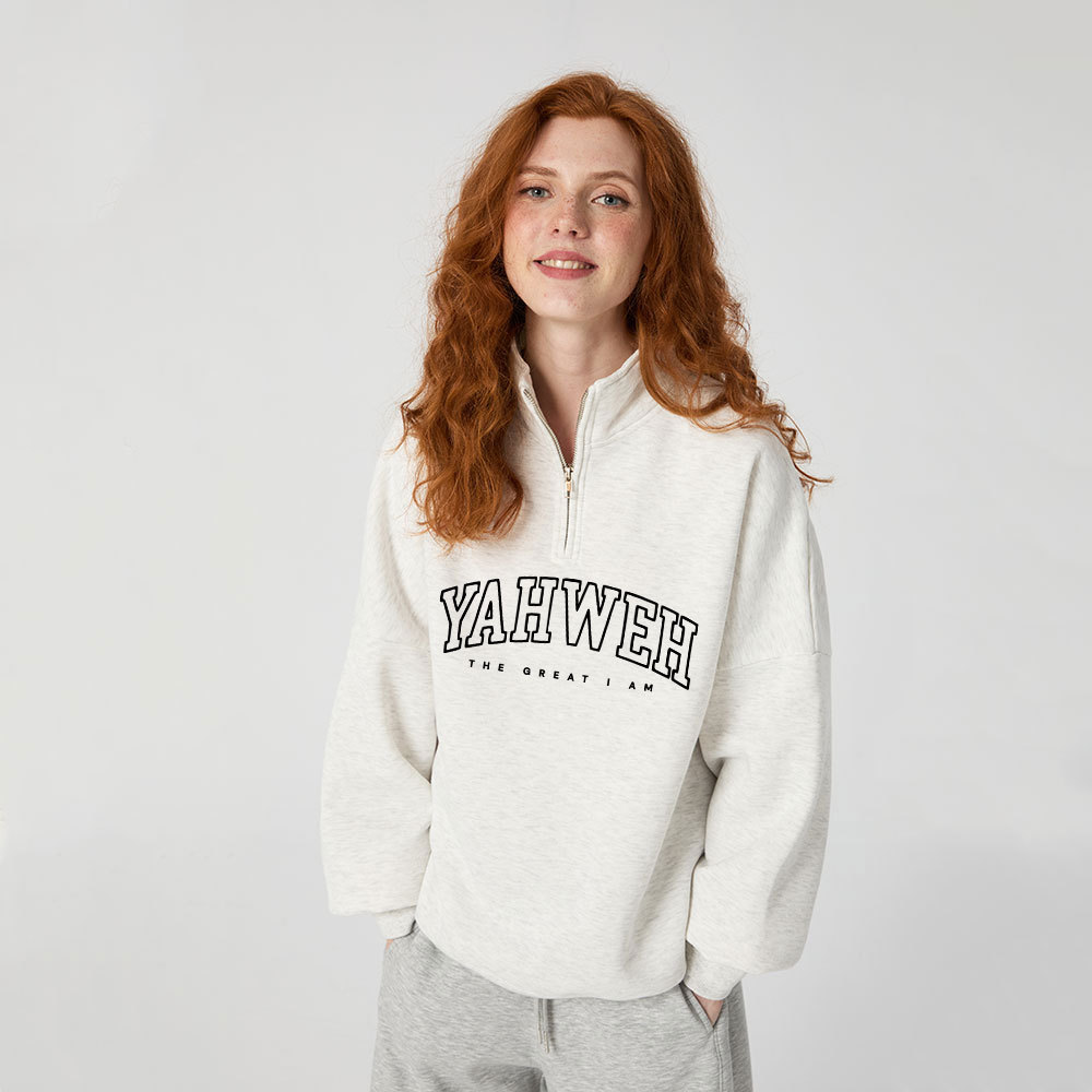 Yahweh The Great I Am Christian Half Zip Fleece Sweatshirt