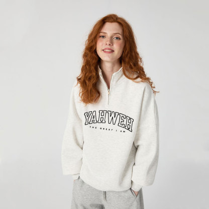 Yahweh The Great I Am Christian Half Zip Fleece Sweatshirt