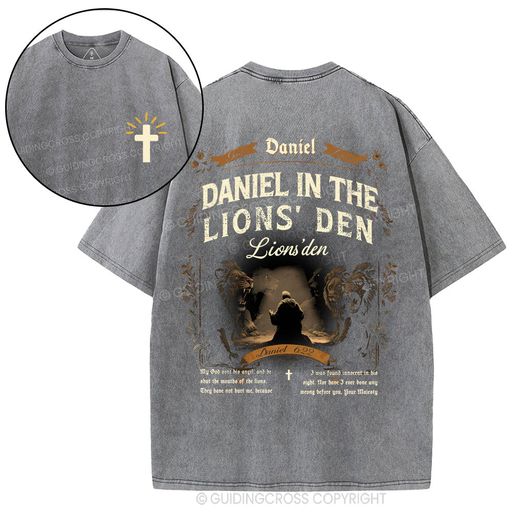 Daniel In The Lions' Den Christian Washed T-Shirt
