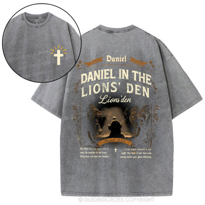 Daniel In The Lions' Den Christian Washed T-Shirt