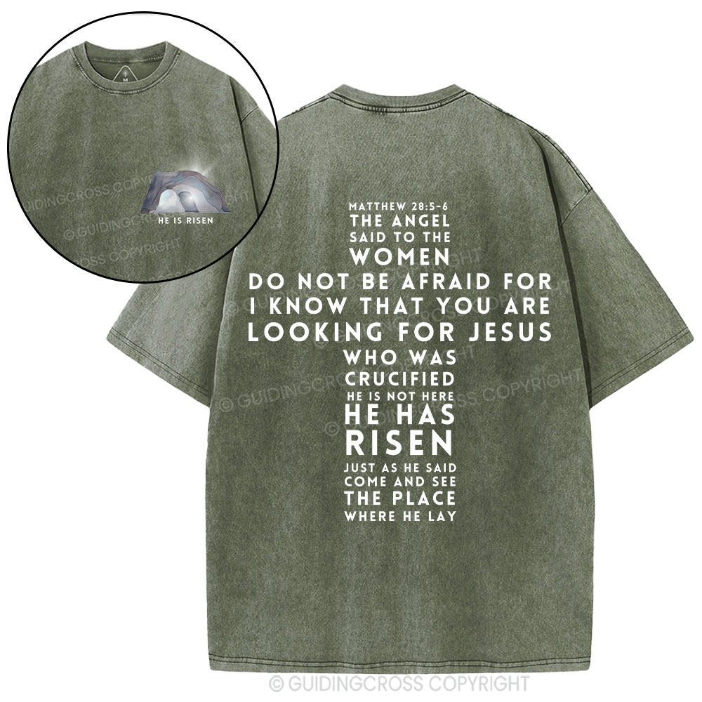 He Is Risen Christian Washed T-Shirt