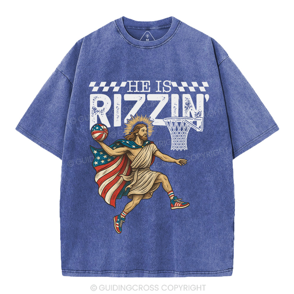 He Is Rizzen Christian Washed T-Shirt