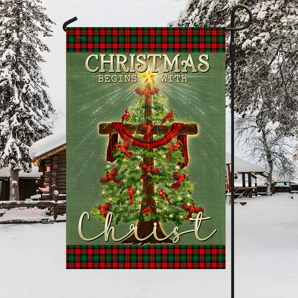 Christmas Begins With Christ Christian Flag