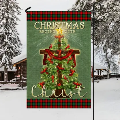 Christmas Begins With Christ Christian Flag