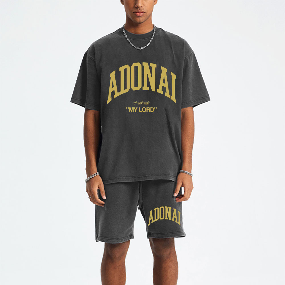 ADONAI My Lord Christian Washed T-Shirt & Shorts