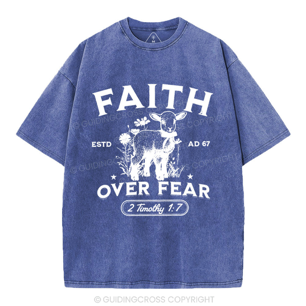 Faith Over Fear Christian Washed T-Shirt