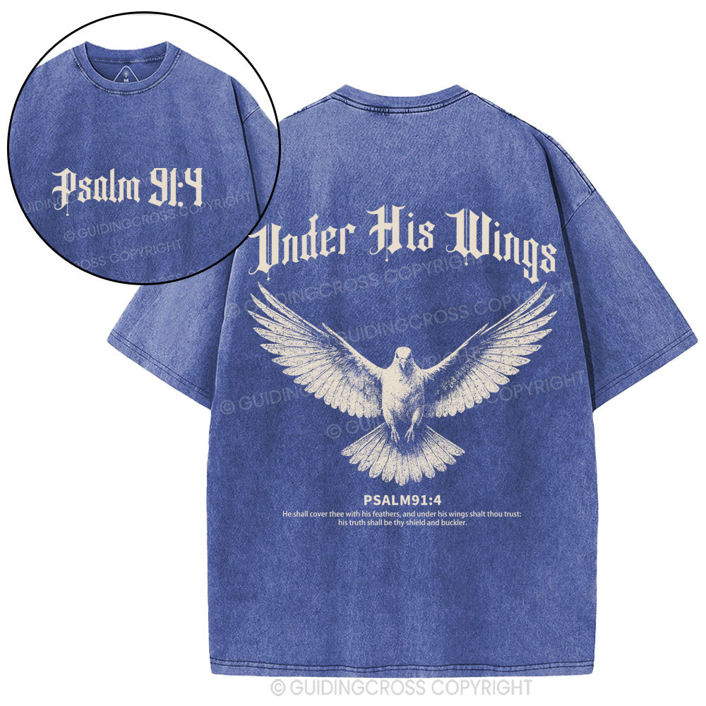 Under His Wings Christian Washed T-Shirt