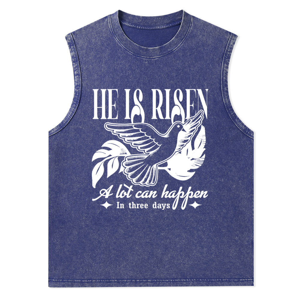 He Is Risen Christian Washed Tank Top