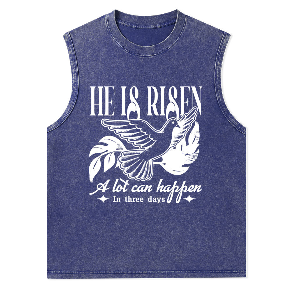 He Is Risen Christian Washed Tank Top