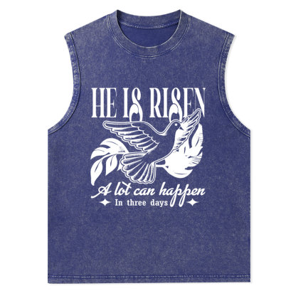 He Is Risen Christian Washed Tank Top