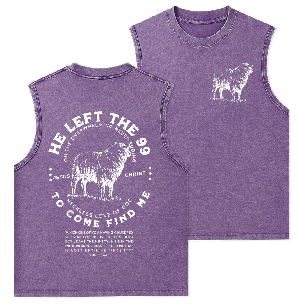 He Left The 99 To Rescue Me Christian Washed Tank Top