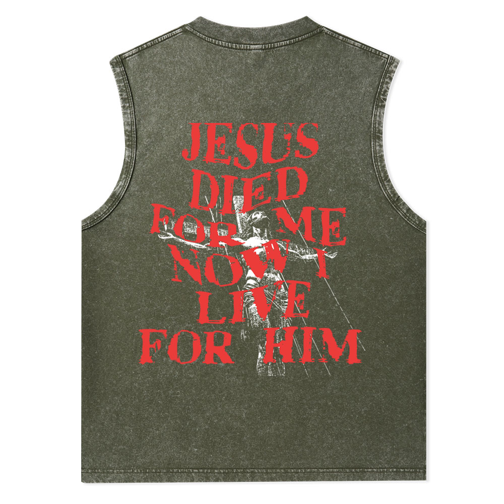 Jesus Died For Us Christian Washed Tank Top