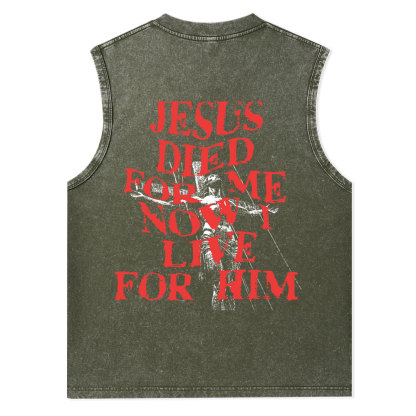 Jesus Died For Us Christian Washed Tank Top