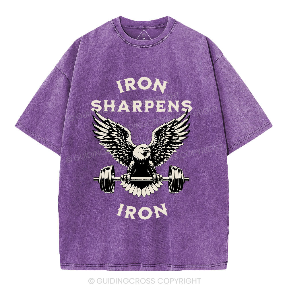 Iron Sharpens Christian Washed T-Shirt Sale - GuidingCross