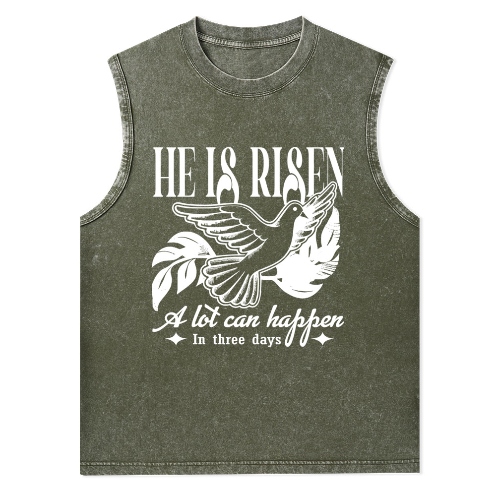 He Is Risen Christian Washed Tank Top