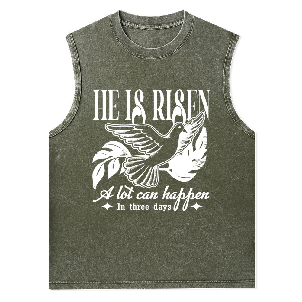 He Is Risen Christian Washed Tank Top