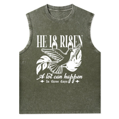 He Is Risen Christian Washed Tank Top