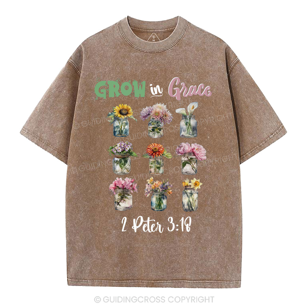 Grow In Grace Christian Washed T-Shirt