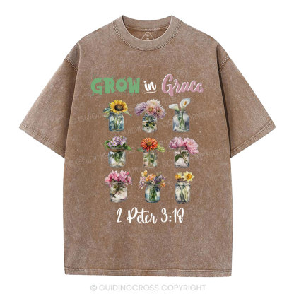 Grow In Grace Christian Washed T-Shirt
