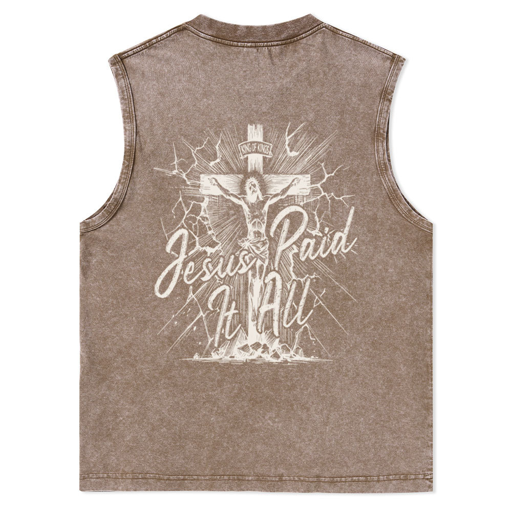 Jesus Paid It All Christian Washed Tank Top