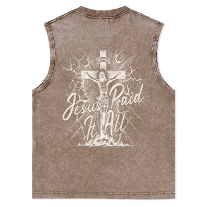Jesus Paid It All Christian Washed Tank Top