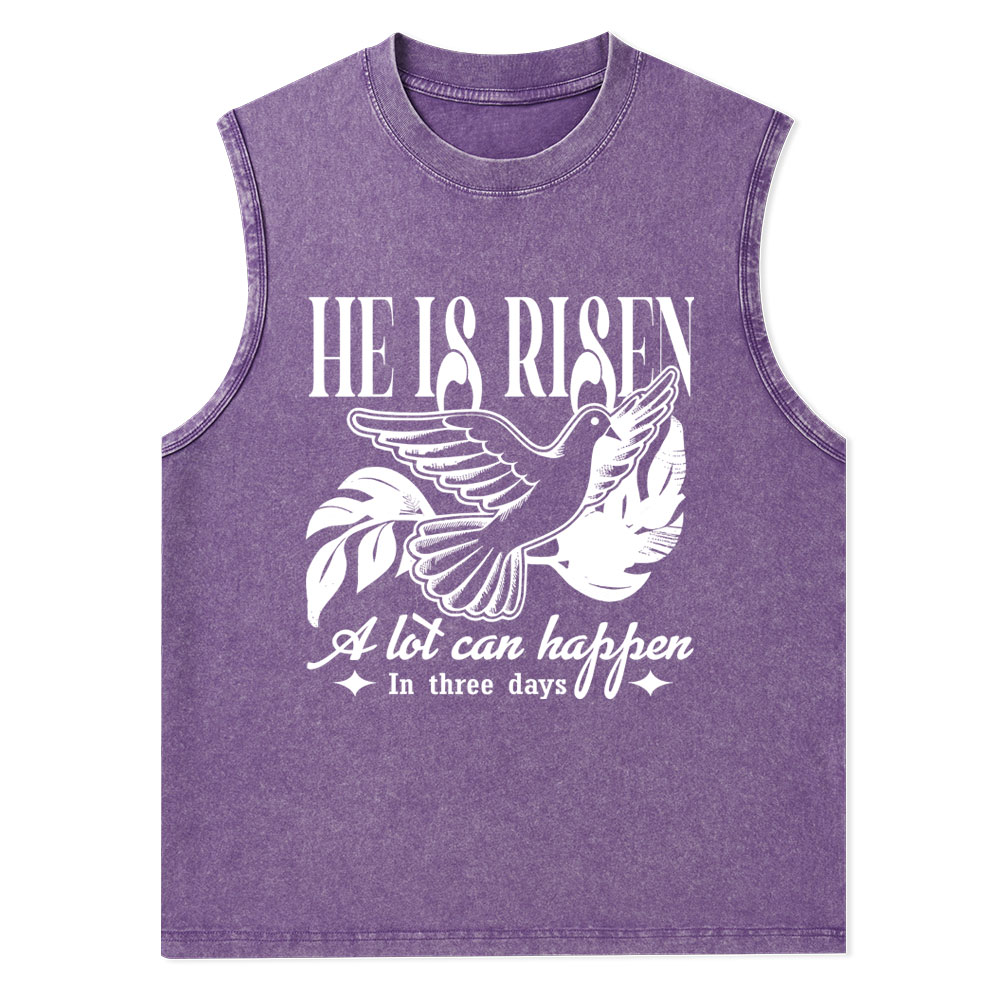 He Is Risen Christian Washed Tank Top