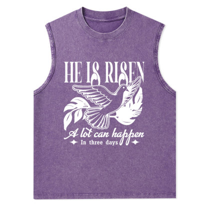 He Is Risen Christian Washed Tank Top