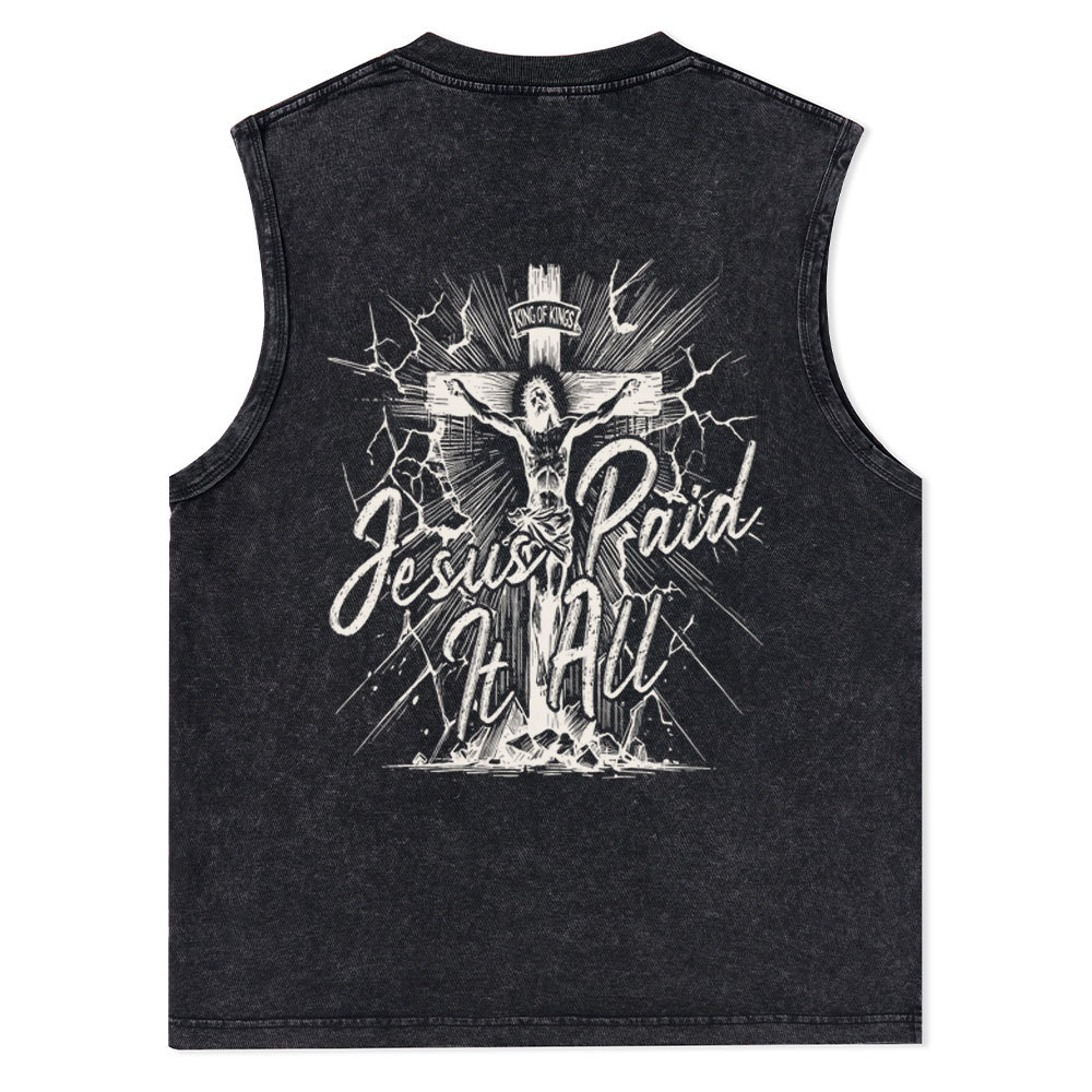 Jesus Paid It All Christian Washed Tank Top