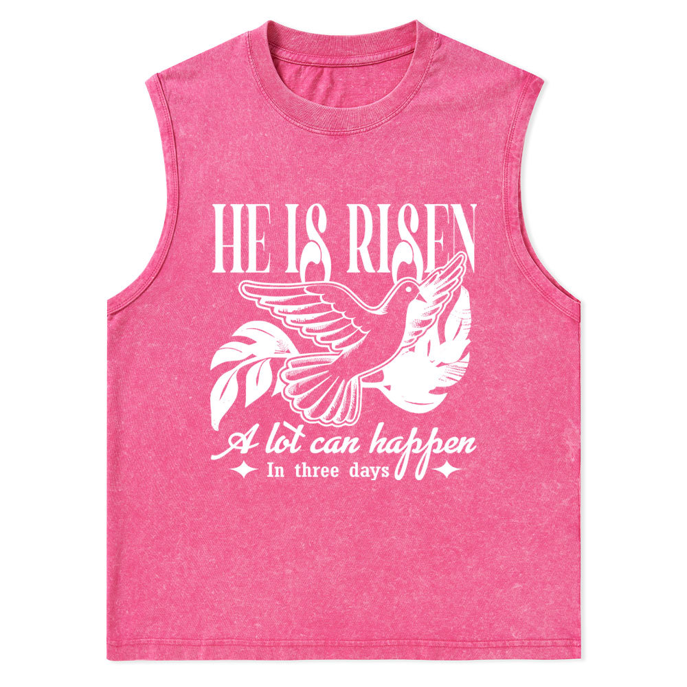 He Is Risen Christian Washed Tank Top