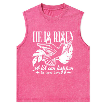 He Is Risen Christian Washed Tank Top
