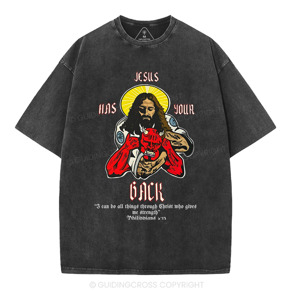 Jesus Has Your Back Christian Washed T-Shirt