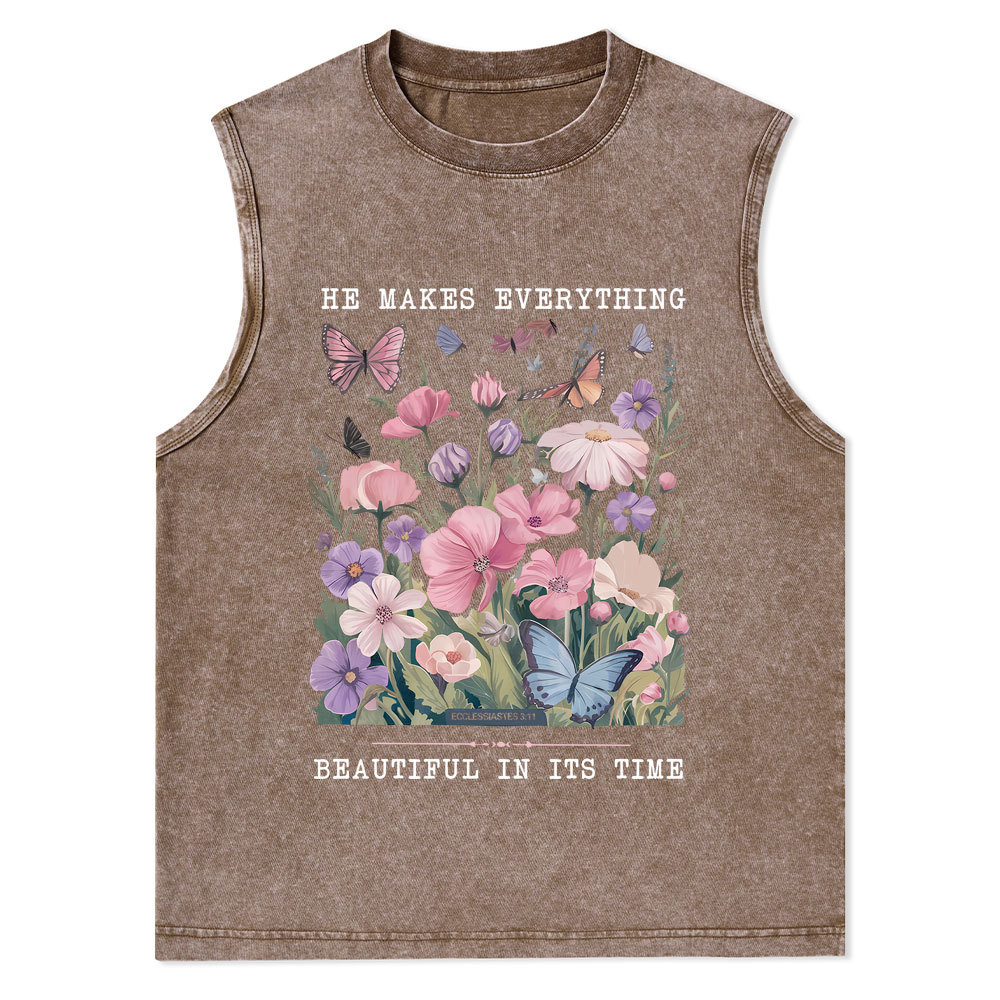 He Makes Everything Beautiful In Its Time Christian Washed Tank Top
