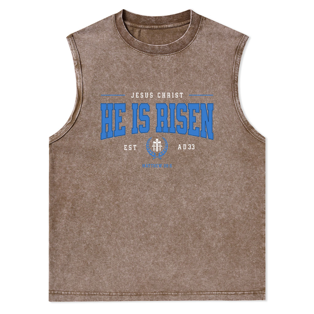 Jesus Christ He Is Risen Christian Washed Tank Top