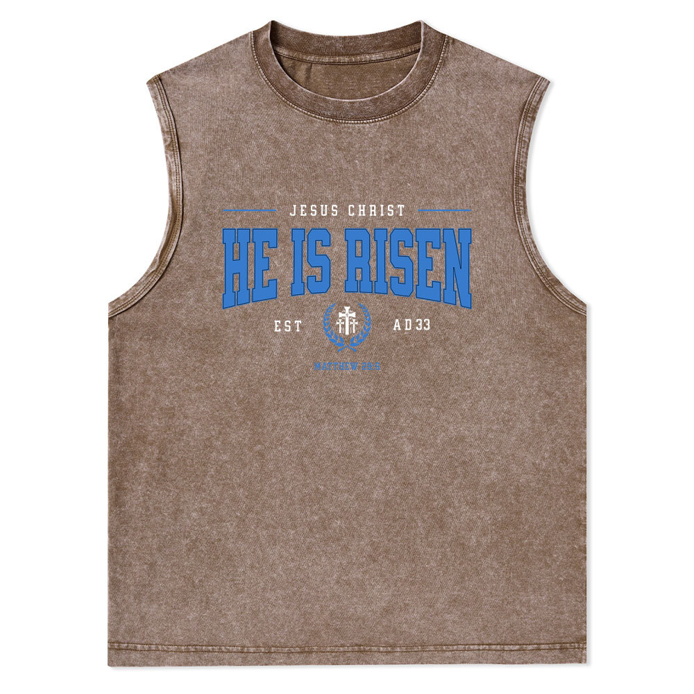 Jesus Christ He Is Risen Christian Washed Tank Top